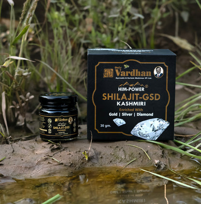 Vardhan Him-Power Shilajit-GSD Kashmiri – Enriched with Gold, Silver & Diamond (10g)