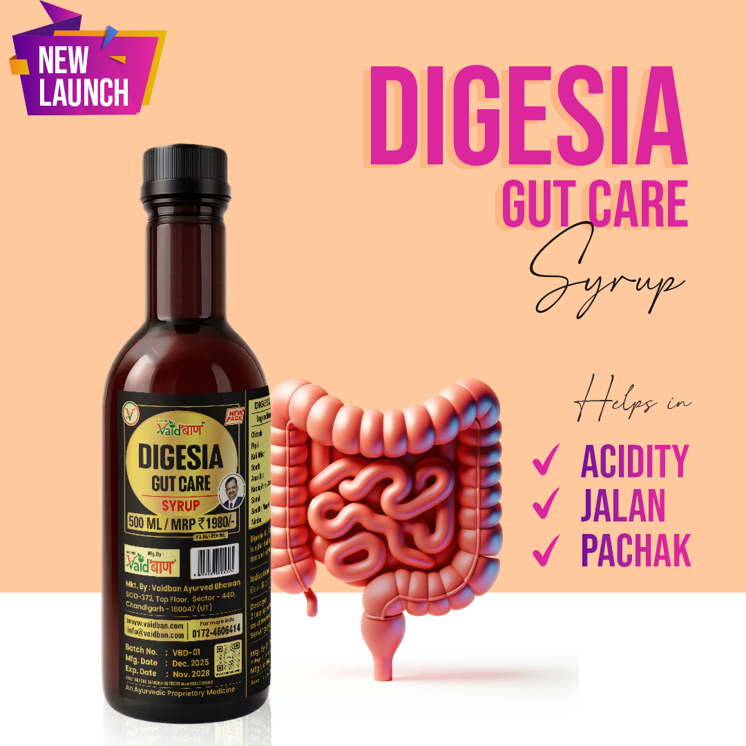 Vaidban Digesia Gut Care Syrup – Natural Relief from Acidity, Gas & Indigestion (500ml)