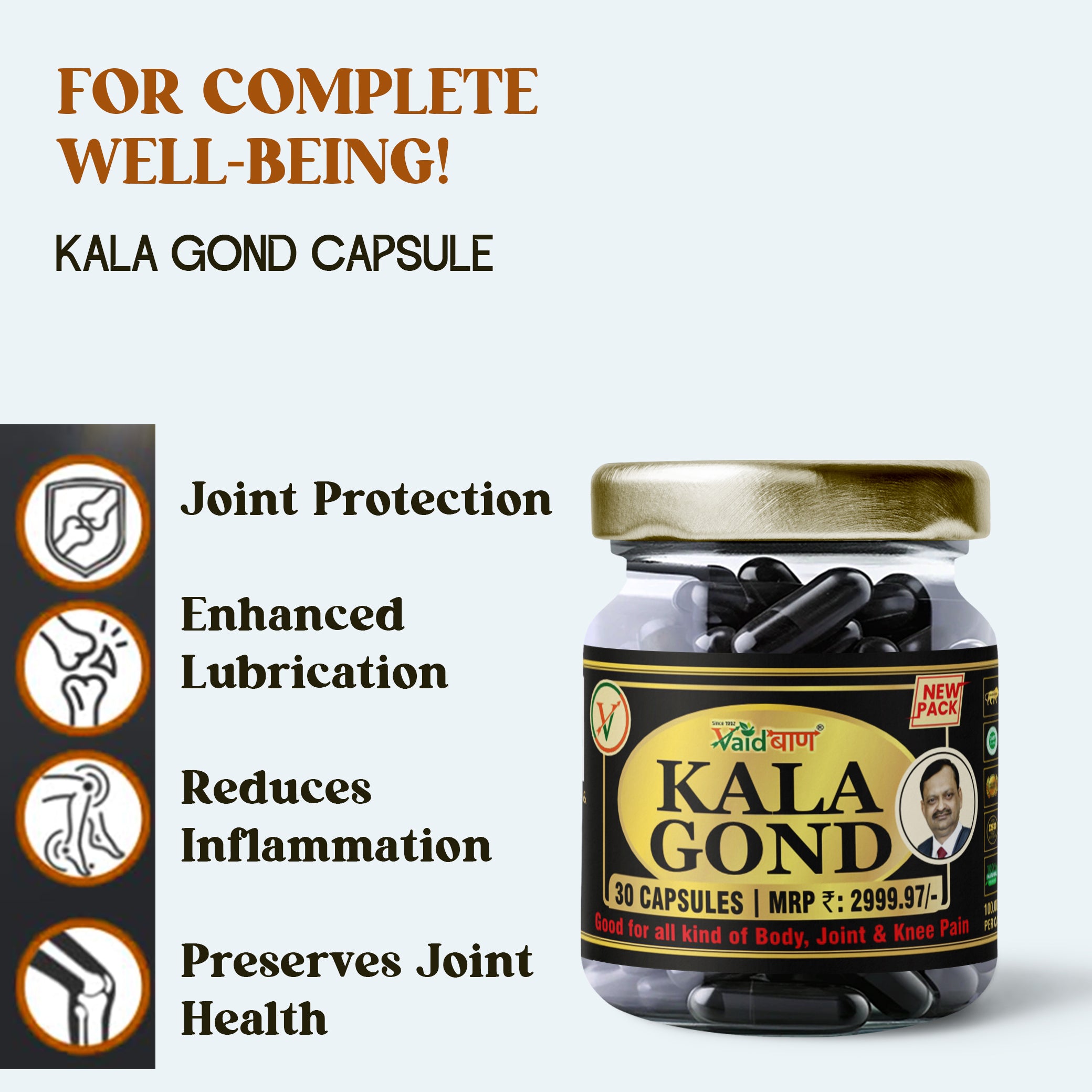 Vaidban Kala Gond Capsule - Pain Relief Capsule | Knee Pain