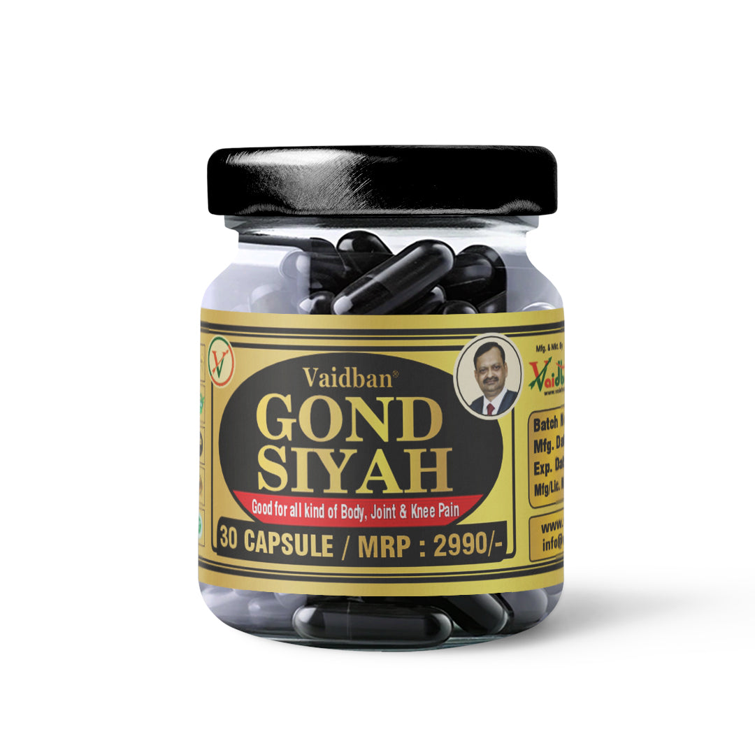 Vaidban Gond Siyah Capsule 500 mg – Kala Gond – Black Gum – For Joint Pain