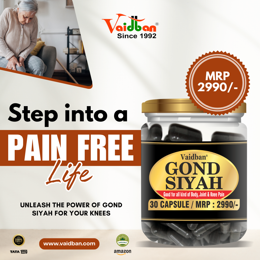 Vaidban Gond Siyah Capsule 500 mg – Kala Gond – Black Gum – For Joint Pain
