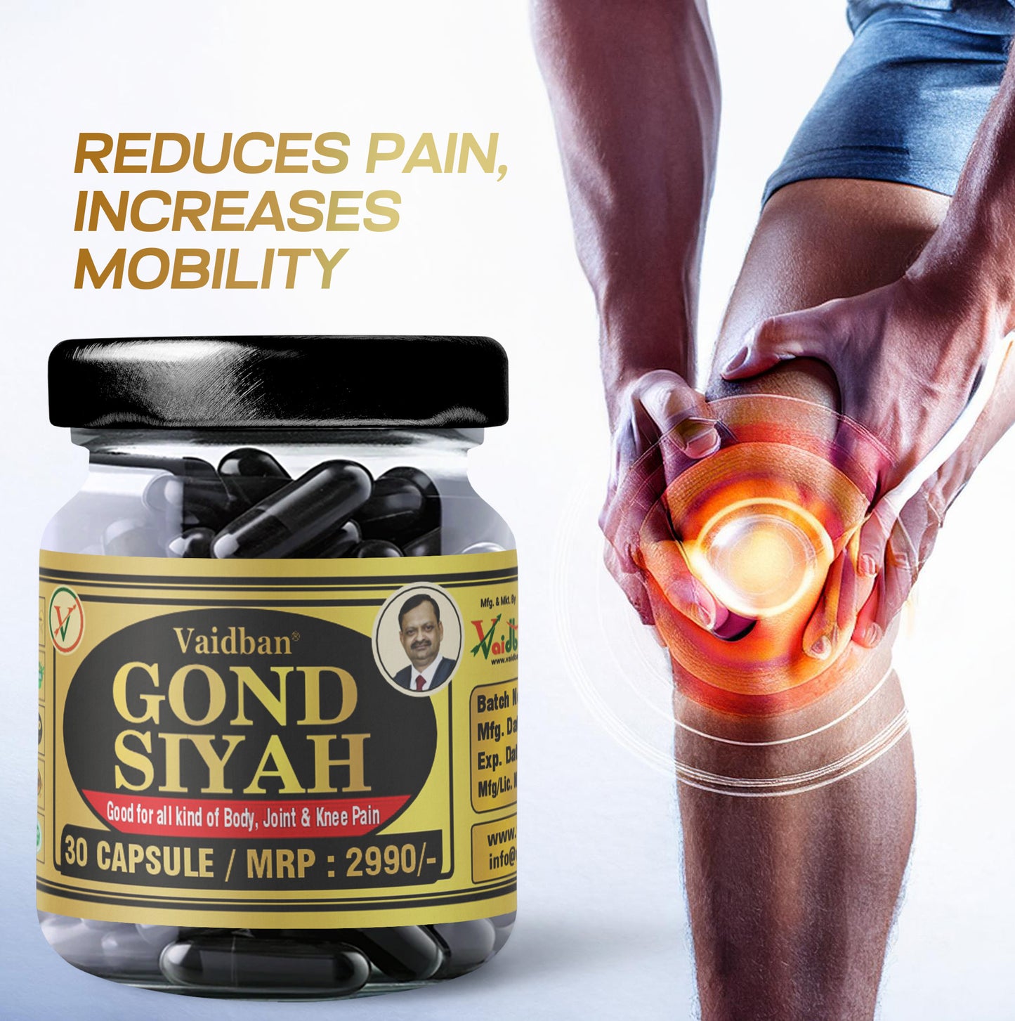 Vaidban Gond Siyah Capsule 500 mg – Kala Gond – Black Gum – For Joint Pain