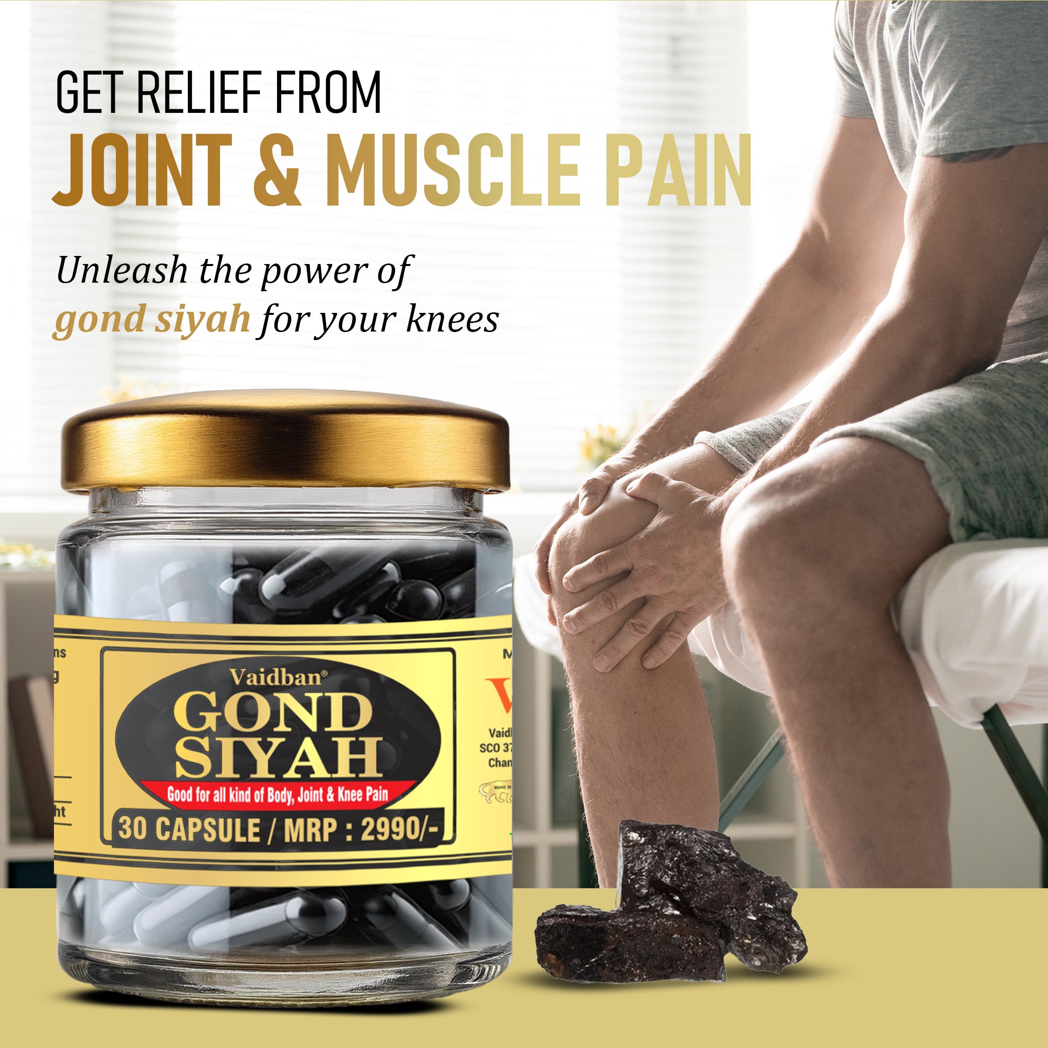 Vaidban Gond Siyah Capsule 500 mg – Kala Gond – Black Gum – For Joint Pain