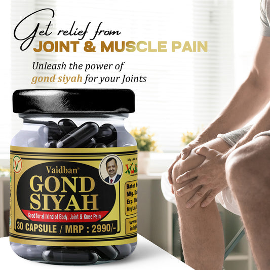 Vaidban Gond Siyah Capsule 500 mg – Kala Gond ( Black Gum) For Joint Pain.