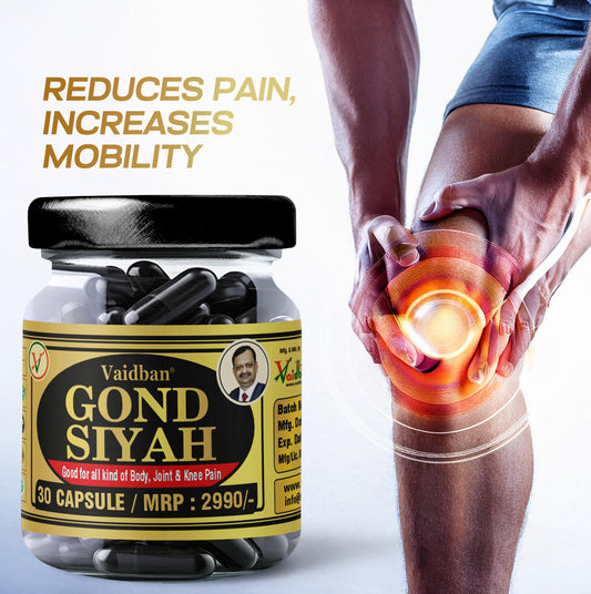 Vaidban Gond Siyah Capsule 500 mg – Kala Gond ( Black Gum) For Joint Pain.