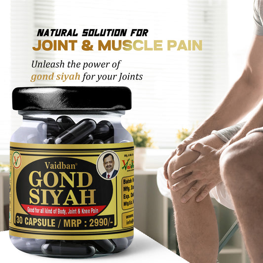Vaidban Gond Siyah Capsule 500 mg – Kala Gond ( Black Gum) For Joint Pain.
