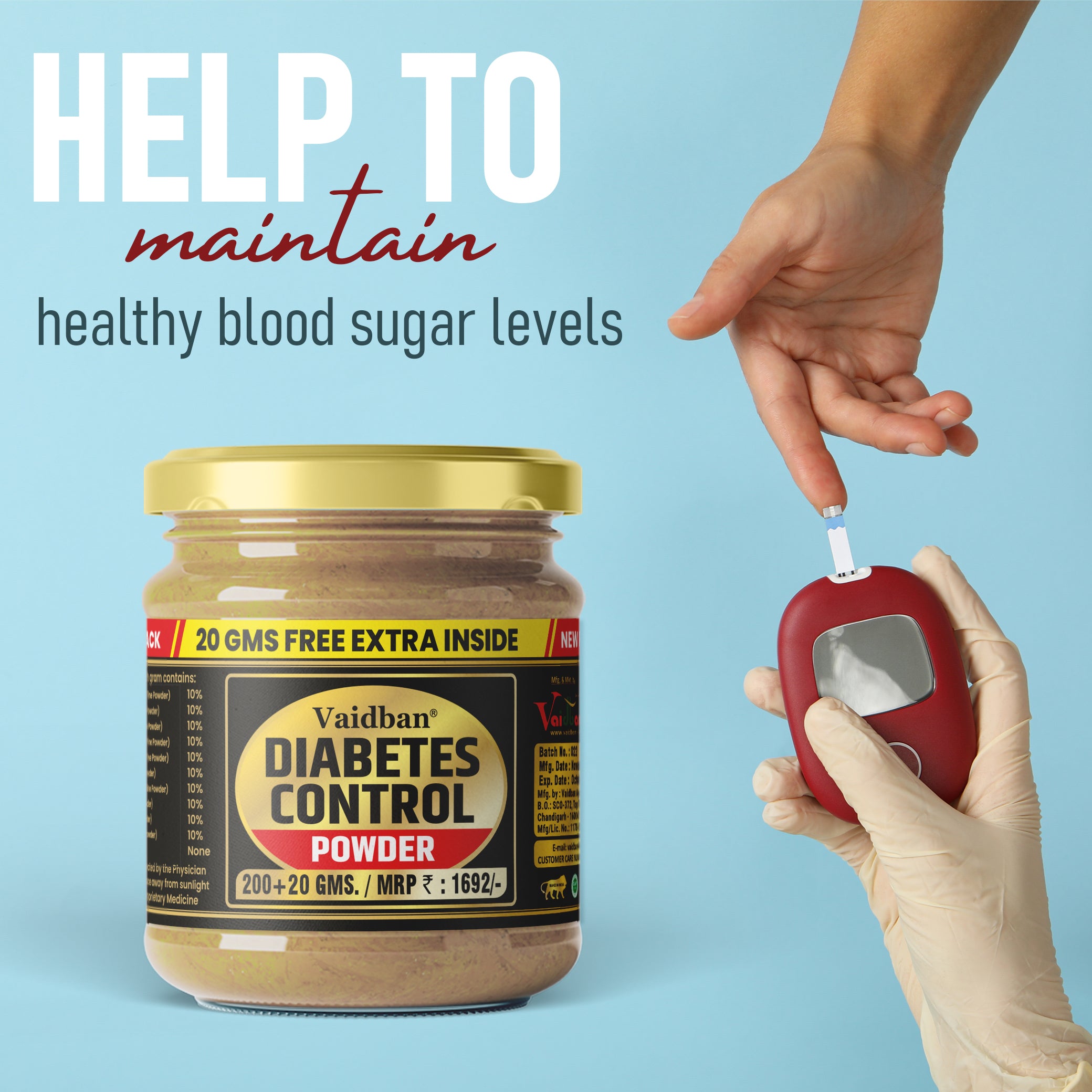Vaidban Diabetic Control Powder - Natural Ayurvedic Solution for Balanced Blood Sugar Levels