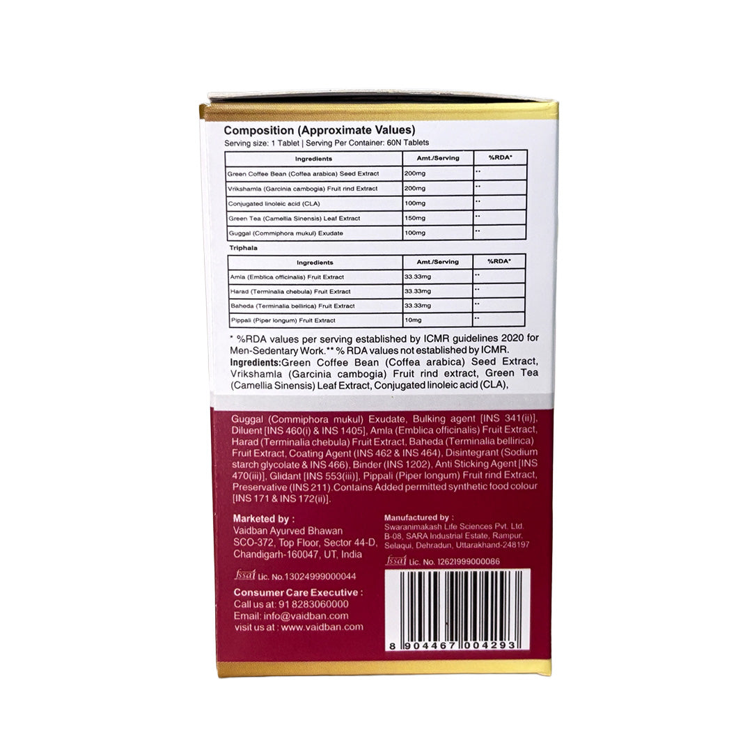 Vaidban Fat Burner – Natural Slimming & Energy Booster (60 Tabs)