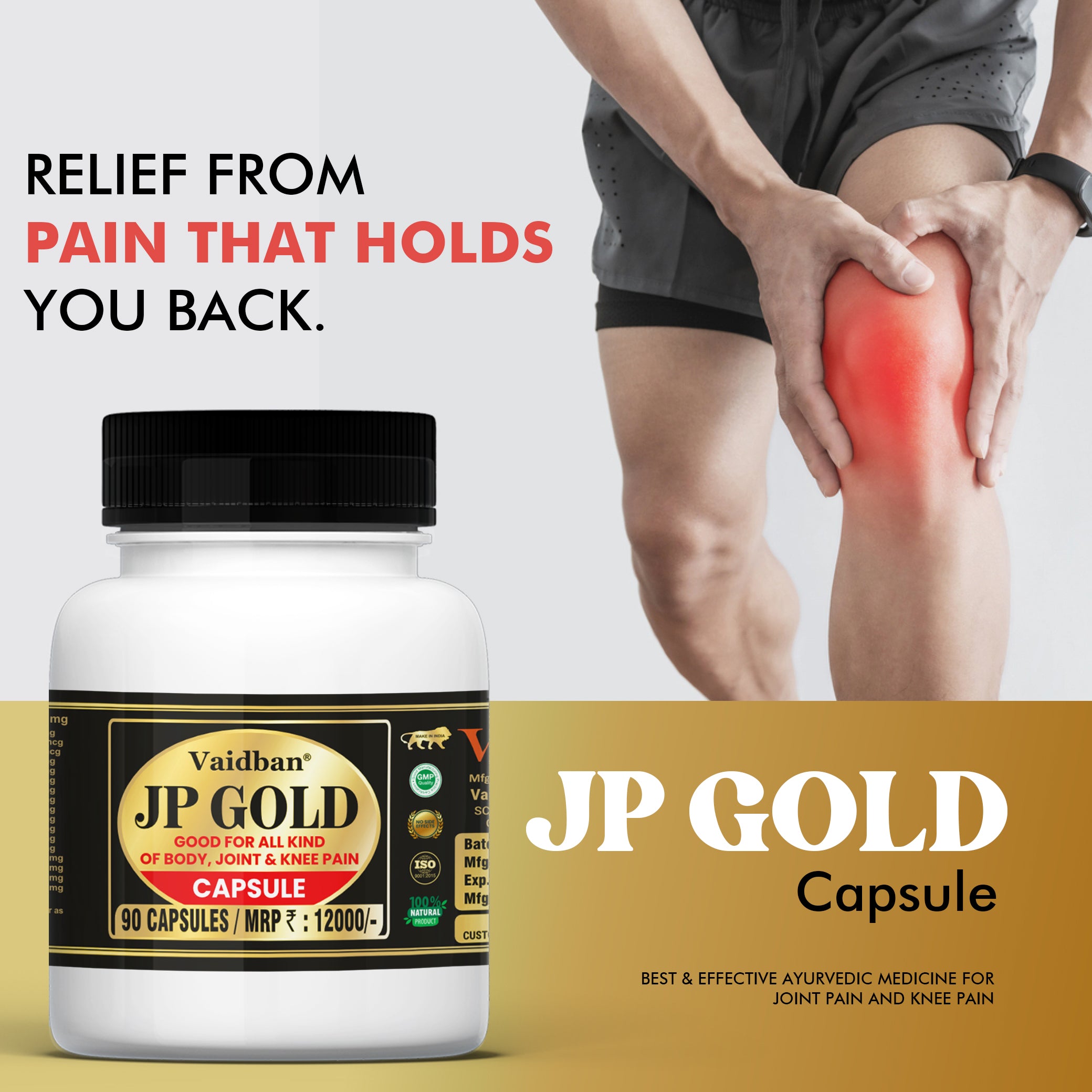 Vaidban JP Gold (90 Capsule) Best & Effective Ayurvedic Medicine for Joint Pain and Knee Pain