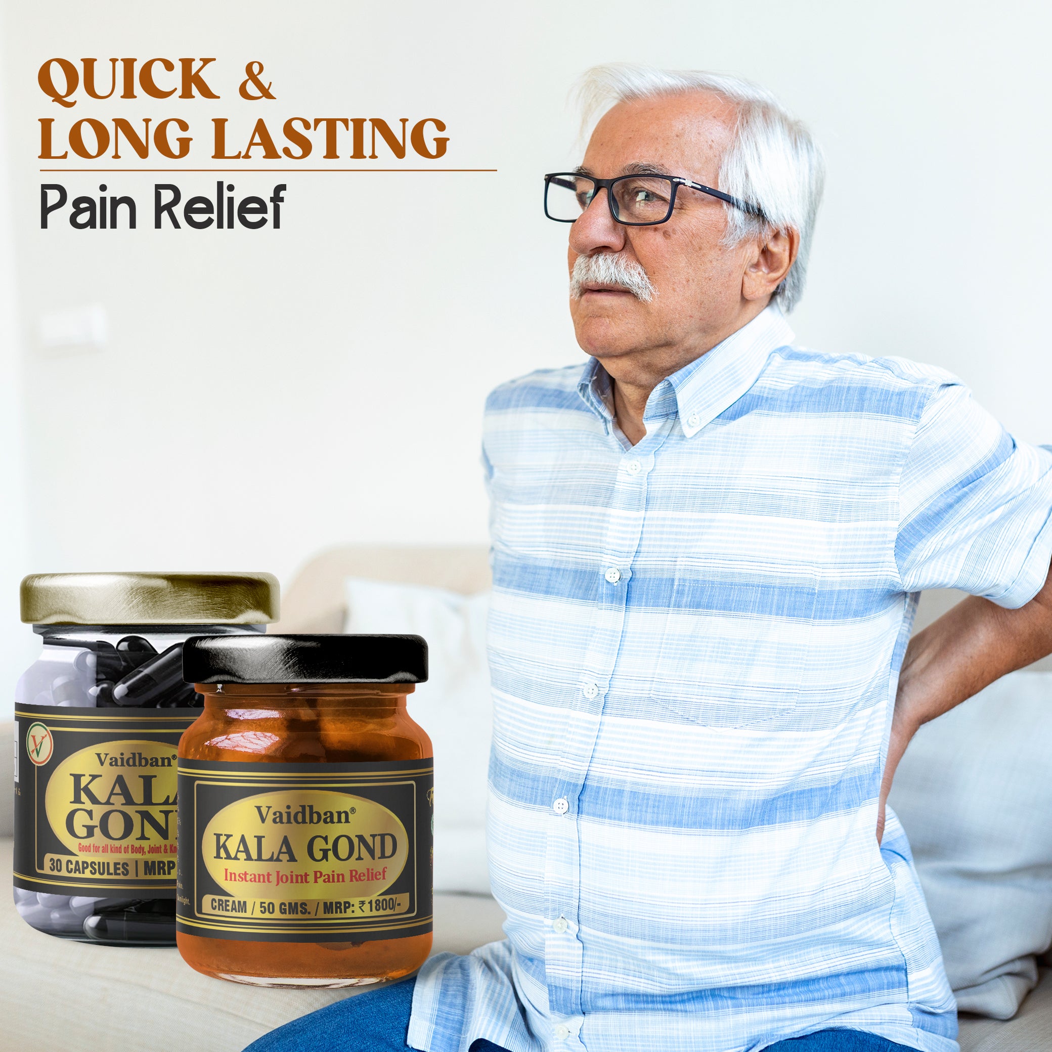Kala Gond Cream + Kala Gond Capsule Combo Pack- Joint Pain Relief