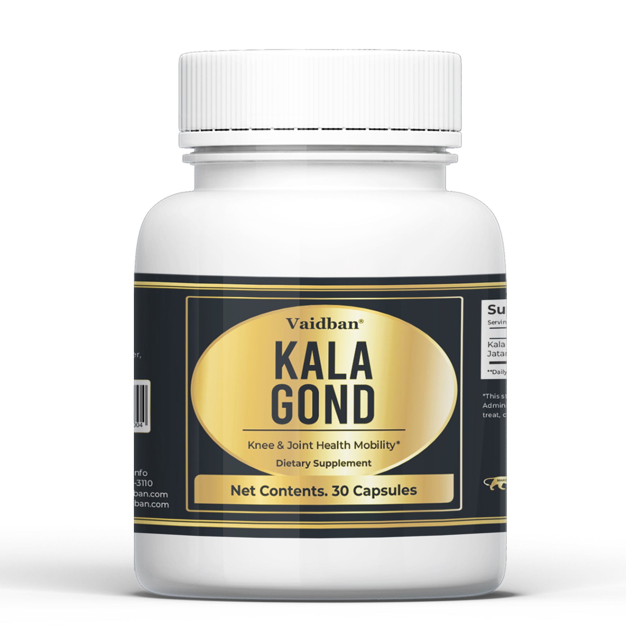 Vaidban Kala Gond Capsules - 30 Count | Joint Support Supplement for Back, Knee & Hand Discomfort - Promotes Joint Health & Flexibility
