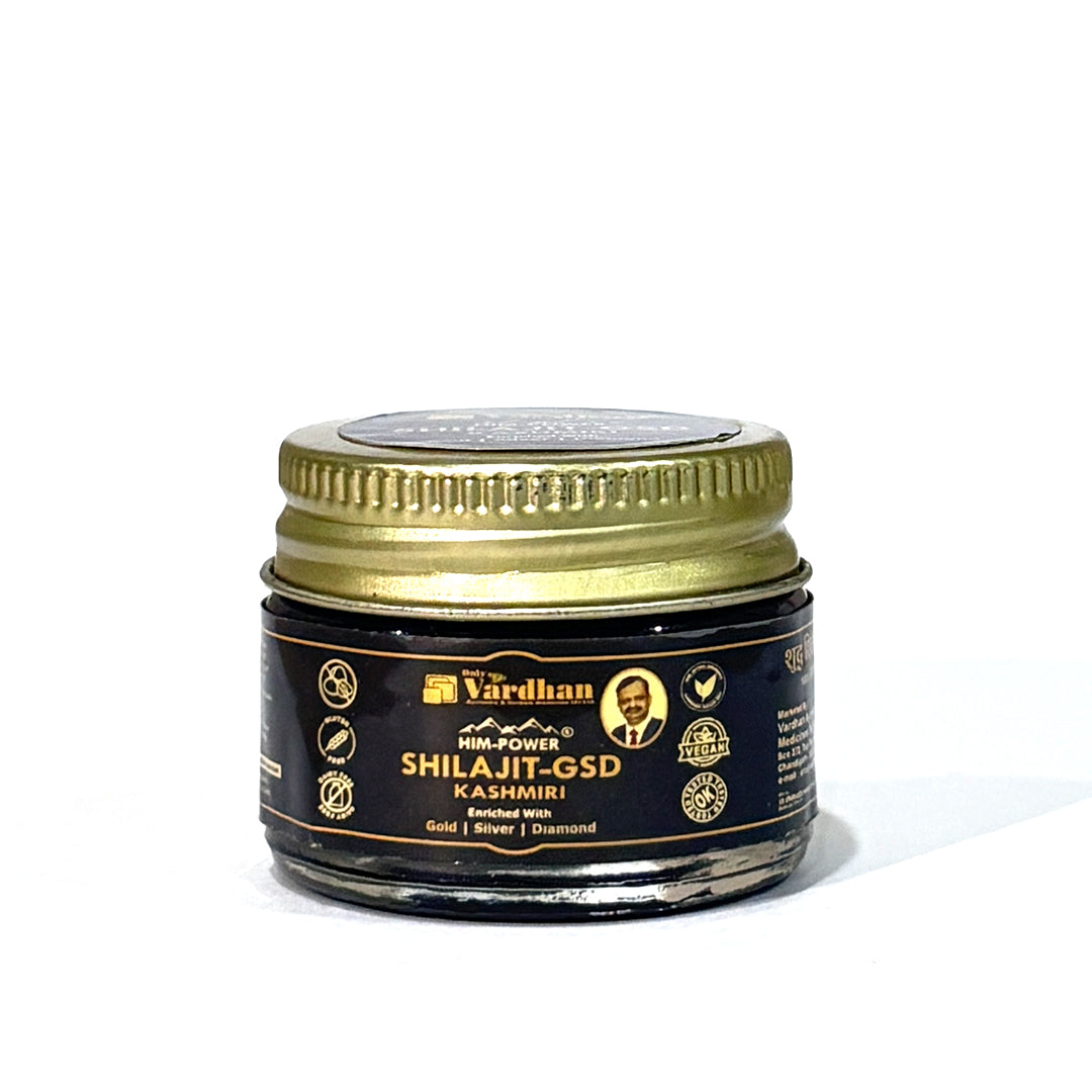 Vardhan Him-Power Shilajit-GSD Kashmiri – Enriched with Gold, Silver & Diamond (10g)