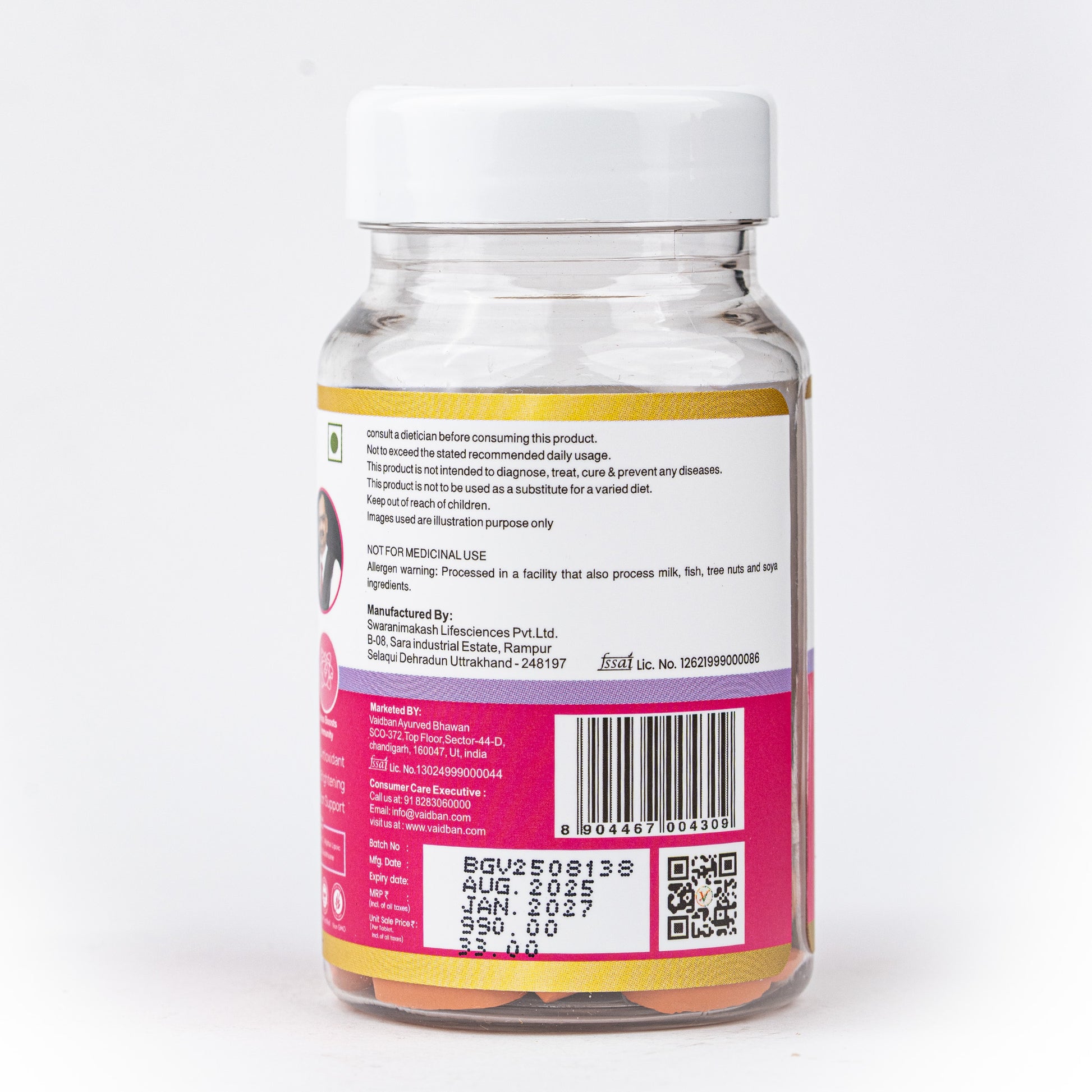 Vaidban L-Glutathion Vitamin-C Tablet  Skin Brightening & Antioxidant | 30  Tabs  Vaidban Ayurved Bhawan