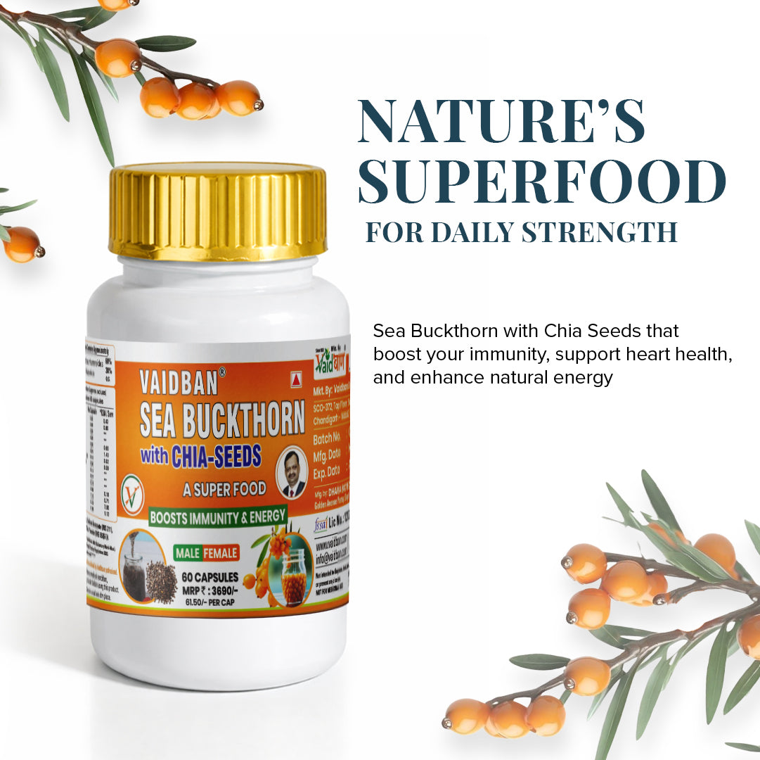 Vaidban Sea Buckthorn with Chia Seeds - Immunity & Energy Booster (60 Capsules)