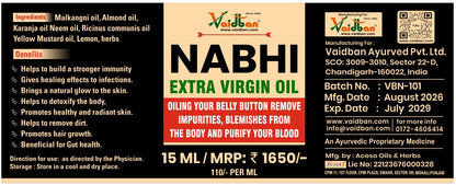 Nabhi Extra Virgin Ayurvedic Relief oil Belly Button Oil - 15 ML