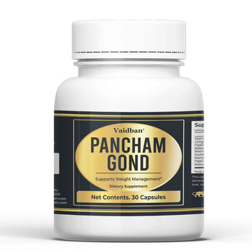 Vaidban Pancham Gond Capsules - 30 Count | Herbal Supplement for Weight Management