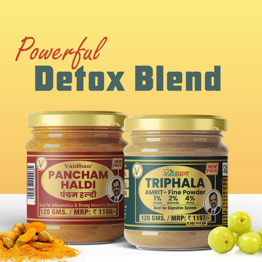 Vaidban Pancham Haldi & Triphala Powder – Detox Combo for Healthy Living