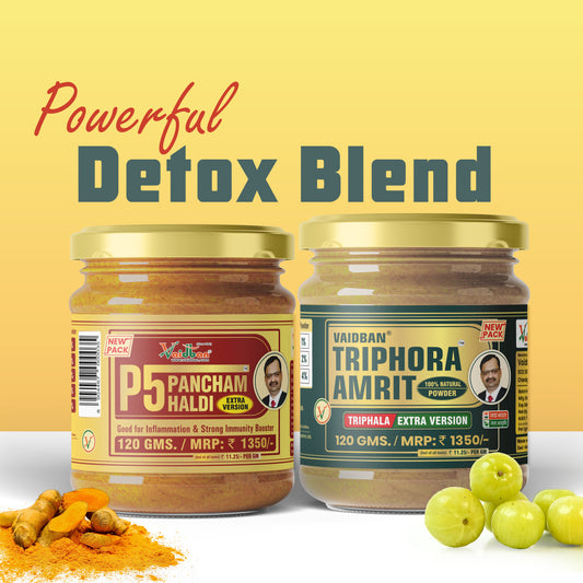 Vaidban Pancham Haldi & Triphora Amrit (Triphala Extra Version) – Detox Combo for Healthy Living