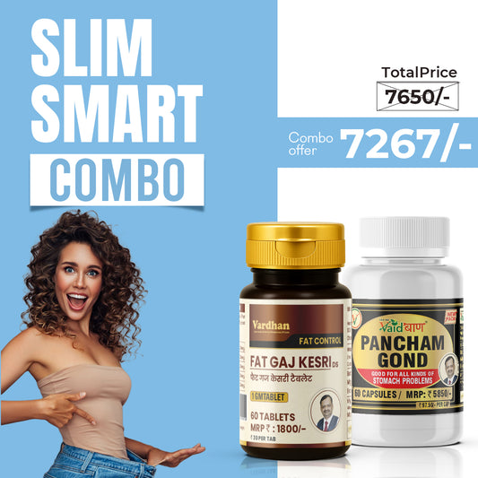 Vaidban SlimSmart Combo – Fat Gaj Kesri + Pancham Gond for Fat Burn & Digestion Boost
