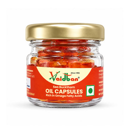 Vaidban Sea Buckthorn Oil Capsules – Rich in Omega Fatty Acids