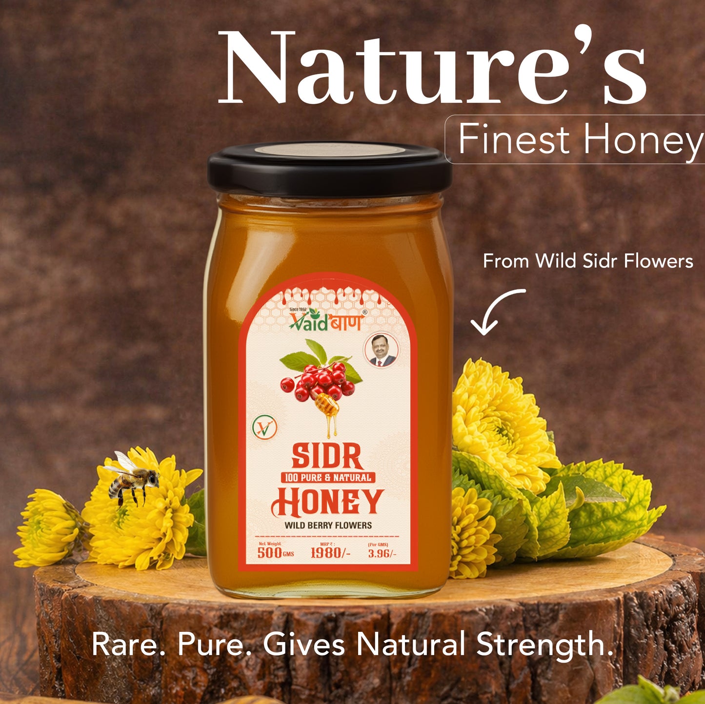 Vaidban Raw Sidr Honey – 100% Pure & Natural Wild Berry Flowers