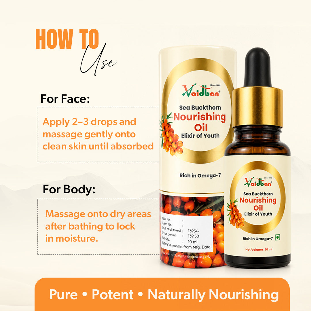 Vaidban Sea Buckthorn Nourishing Oil – Elixir of Youth (10ml)