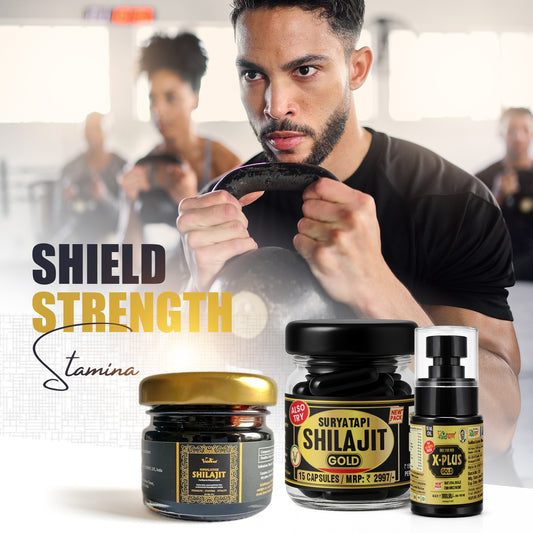 Vaidban Himalayan Shilajit Resin, Suryatapi Shilajit Gold Capsules & Oil Combo – Ayurvedic Strength, Stamina & Performance Booster for Energy & Endurance