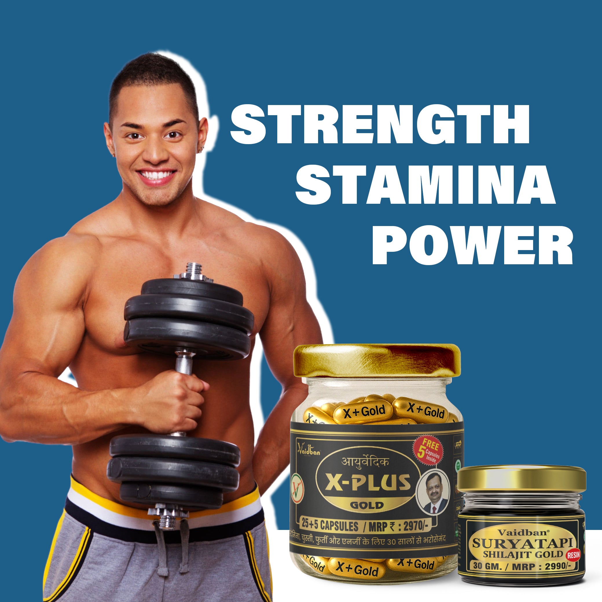 X - Plus Gold Capsule +  Suryatapi Shilajit Gold Resin - Men Wellness Combo