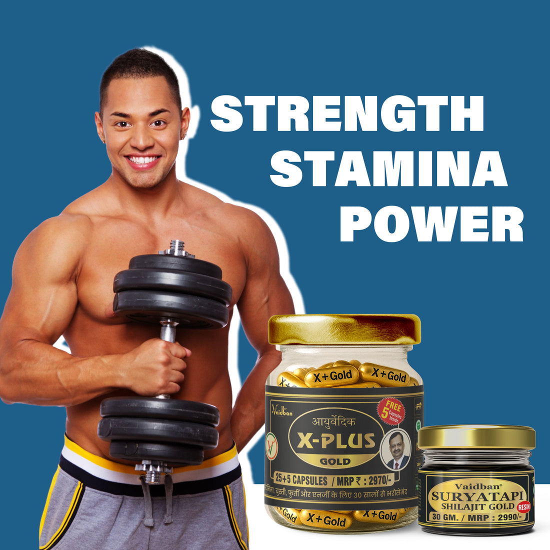 X - Plus Gold Capsule +  Suryatapi Shilajit Gold Resin - Men Wellness Combo