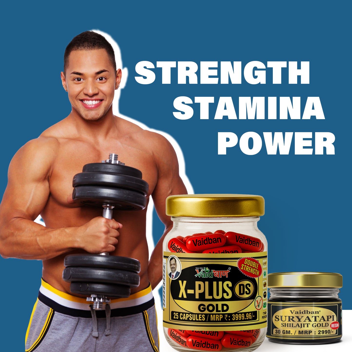 X - Plus Gold DS Capsule +  Suryatapi Shilajit Gold Resin - Men Wellness Combo