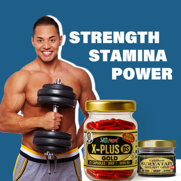 X - Plus Gold Capsule +  Suryatapi Shilajit Gold Resin - Men Wellness Combo