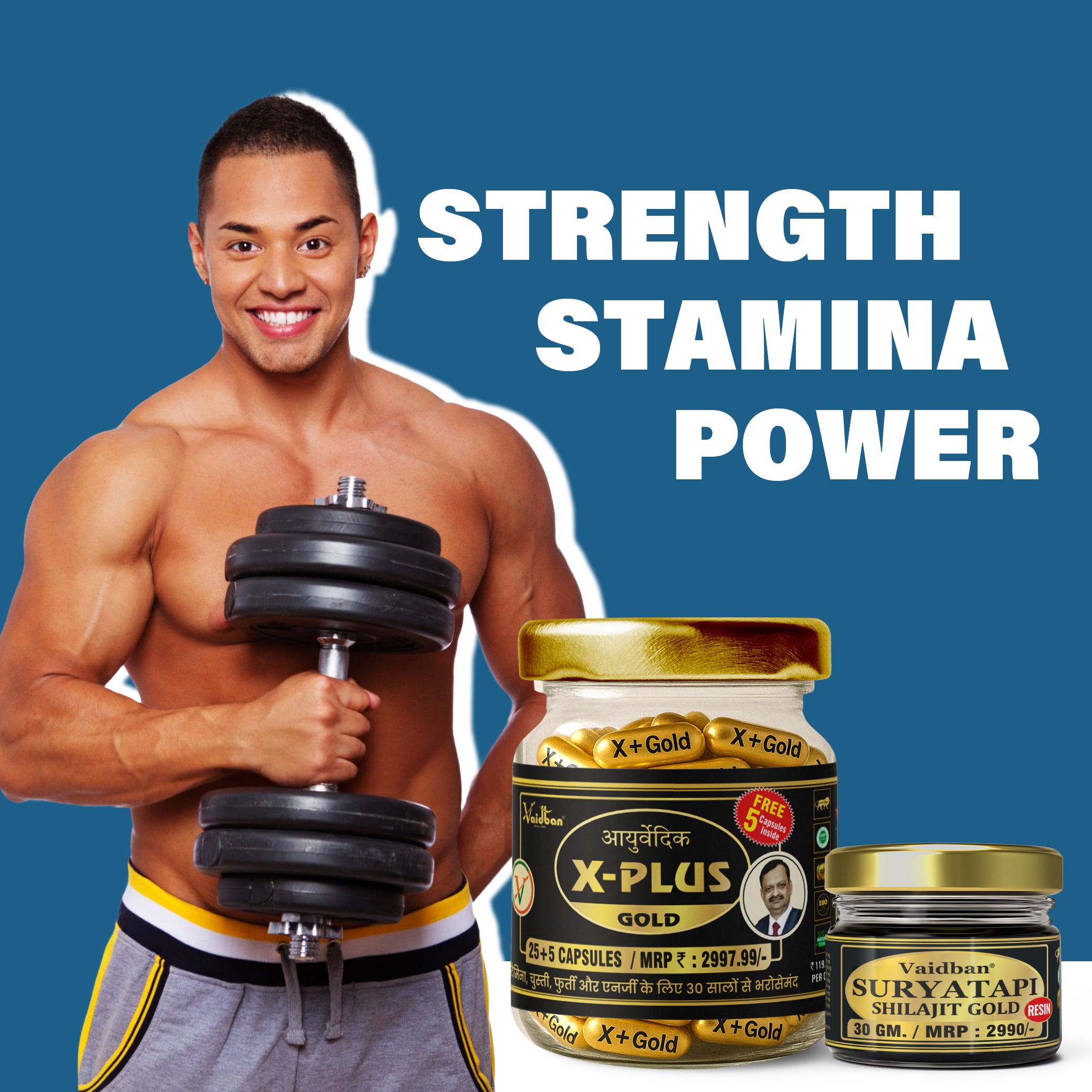 X - Plus Gold Capsule +  Suryatapi Shilajit Gold Resin - Men Wellness Combo