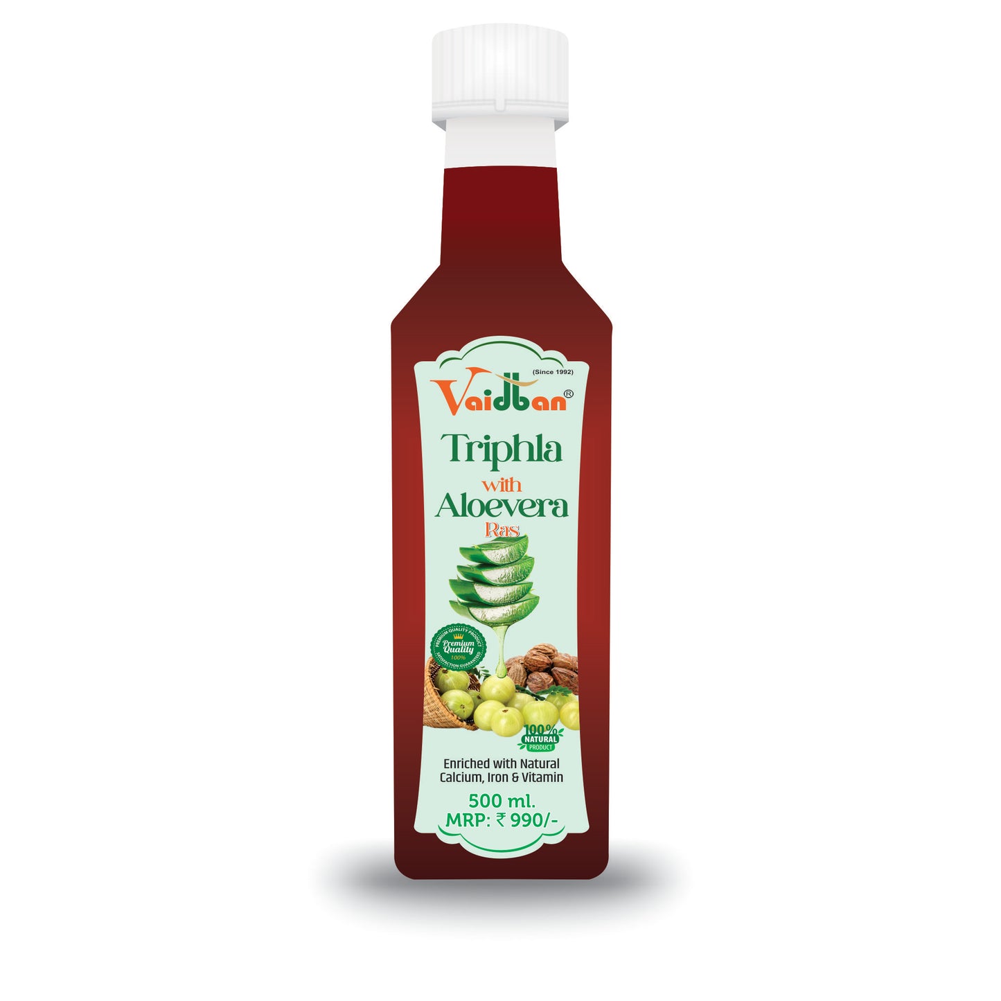 Vaidban Triphala with Aloevera Ras (Juice) - 250 Ml: A Natural and Healthy Drink for Improved Digestion, Boosted Immunity, and Weight Loss