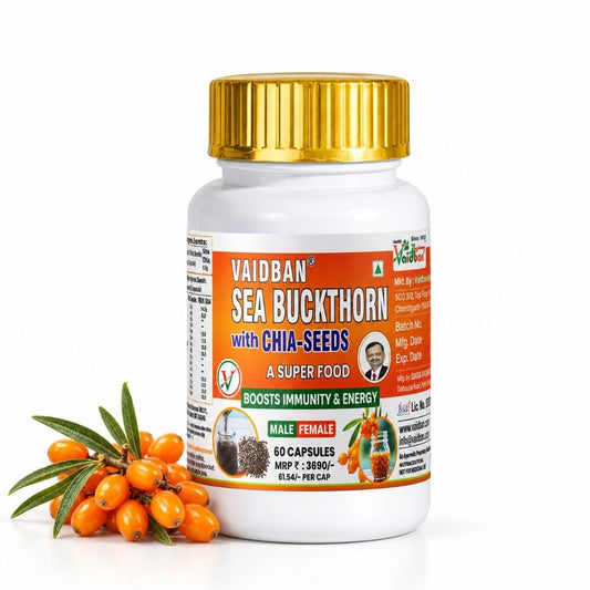Vaidban Sea Buckthorn with Chia Seeds – Superfood for Daily Wellness, Vitality & Immunity Support (60 Capsules)