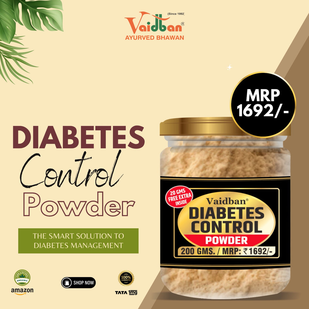 Vaidban Diabetic Control Powder - Natural Ayurvedic Solution for Balan