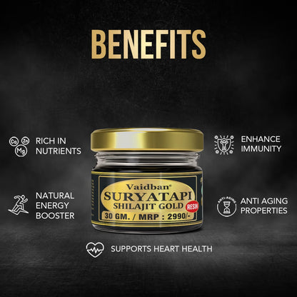 Vaidban Suryatapi Shilajit Gold Resin - 30 gm