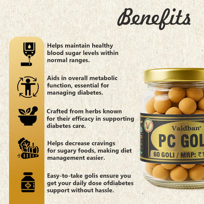 Vaidban PC Gold - Herbal Diabetes Management Goli, 60 Tablets