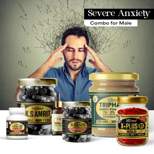 Vaidban Severe Anxiety Combo For Male Stress, Panic, Sleeplessness & Emotional Imbalance