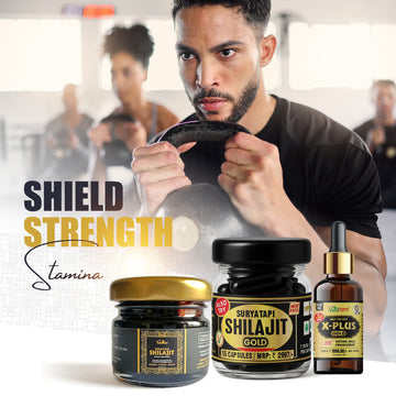 Vaidban Himalayan Shilajit Resin, X-Plus Gold Capsules & Oil Combo – Ayurvedic Strength, Stamina & Performance Booster for Energy & Endurance
