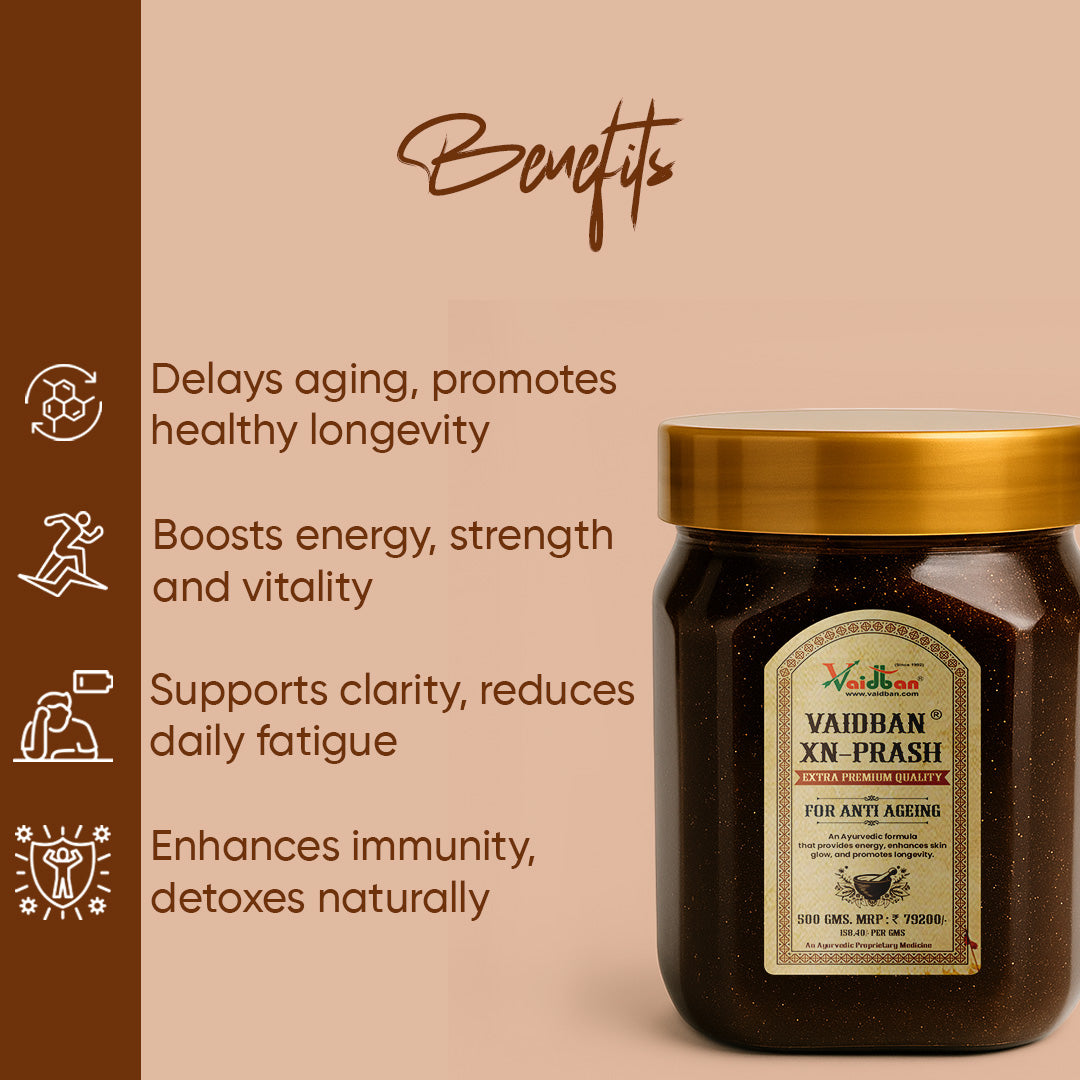 Vaidban XN-Prash Gold – Extra Premium Chyawanprash with Pure Gold Leaf for Anti-Ageing Excellence