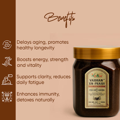 Vaidban XN-Prash Gold – Extra Premium Chyawanprash with Pure Gold Leaf for Anti-Ageing Excellence