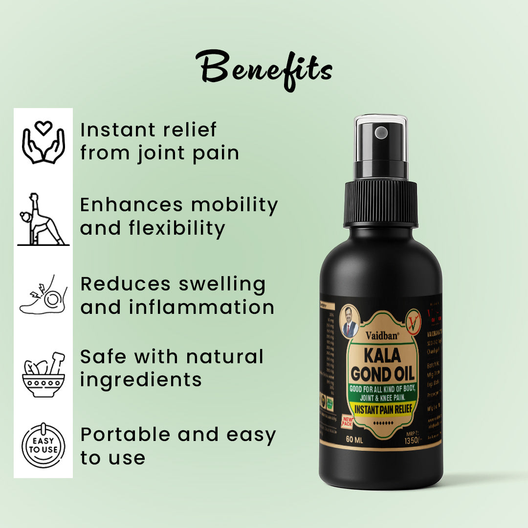 Vaidban Kala Gond Oil – Instant Pain Relief for Joint & Knee Pain | 60ml