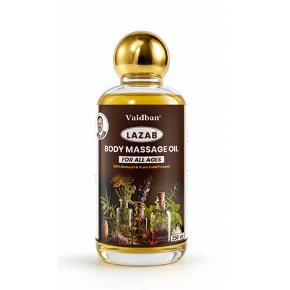 Vaidban Lazab Body Massage Oil 250ml - 100% Natural Cold Pressed Ayurvedic Oil for All Ages