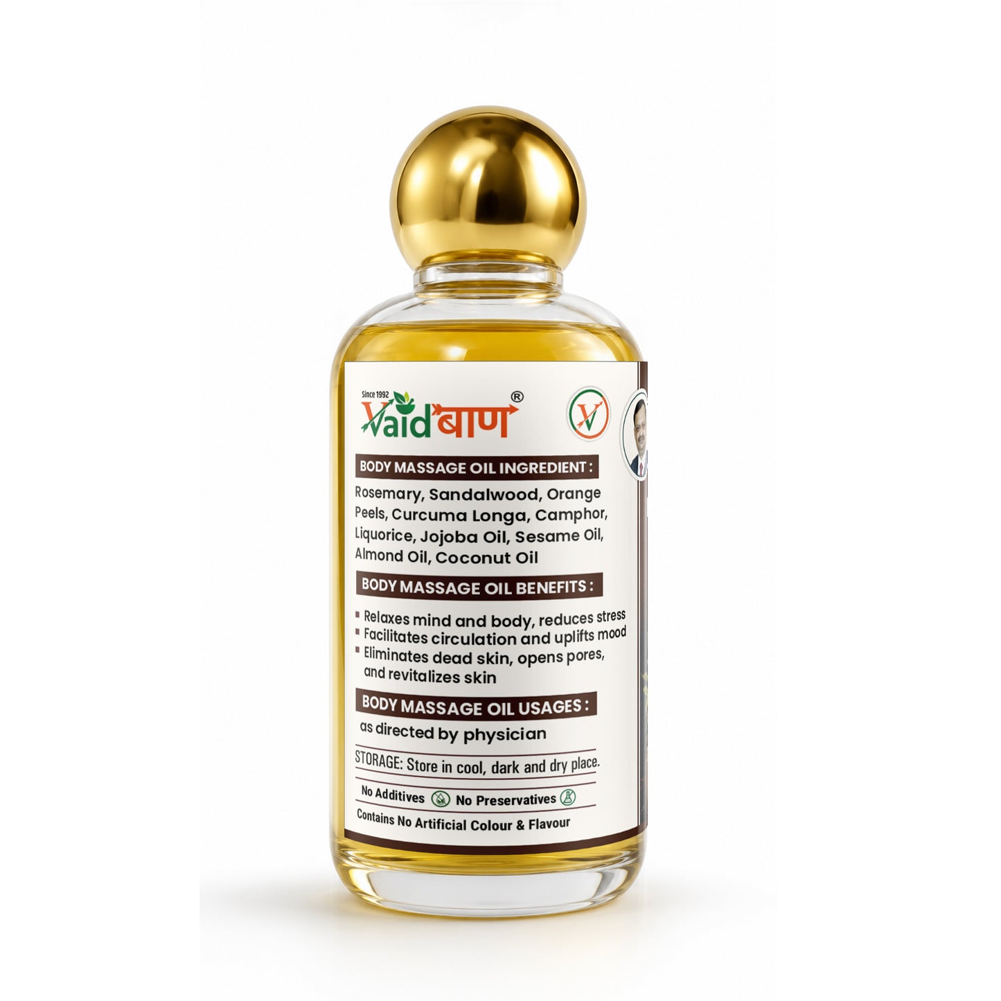 Vaidban Lazab Body Massage Oil 250ml - 100% Natural Cold Pressed Ayurvedic Oil for All Ages