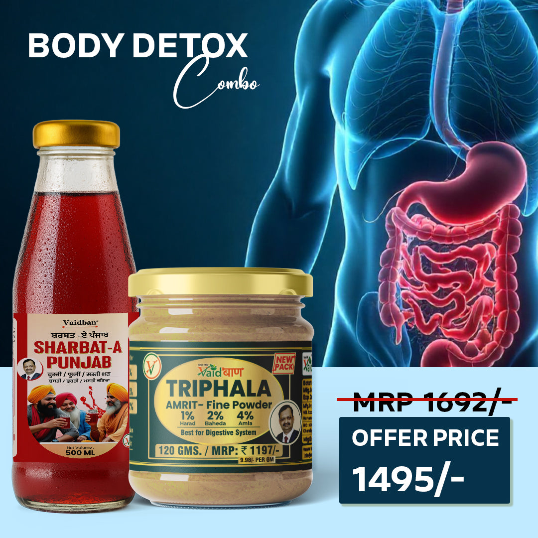 Body Detox Combo - Sharbat-A-Punjab & Triphala Amrit for Complete Digestive Cleansing & Detoxification