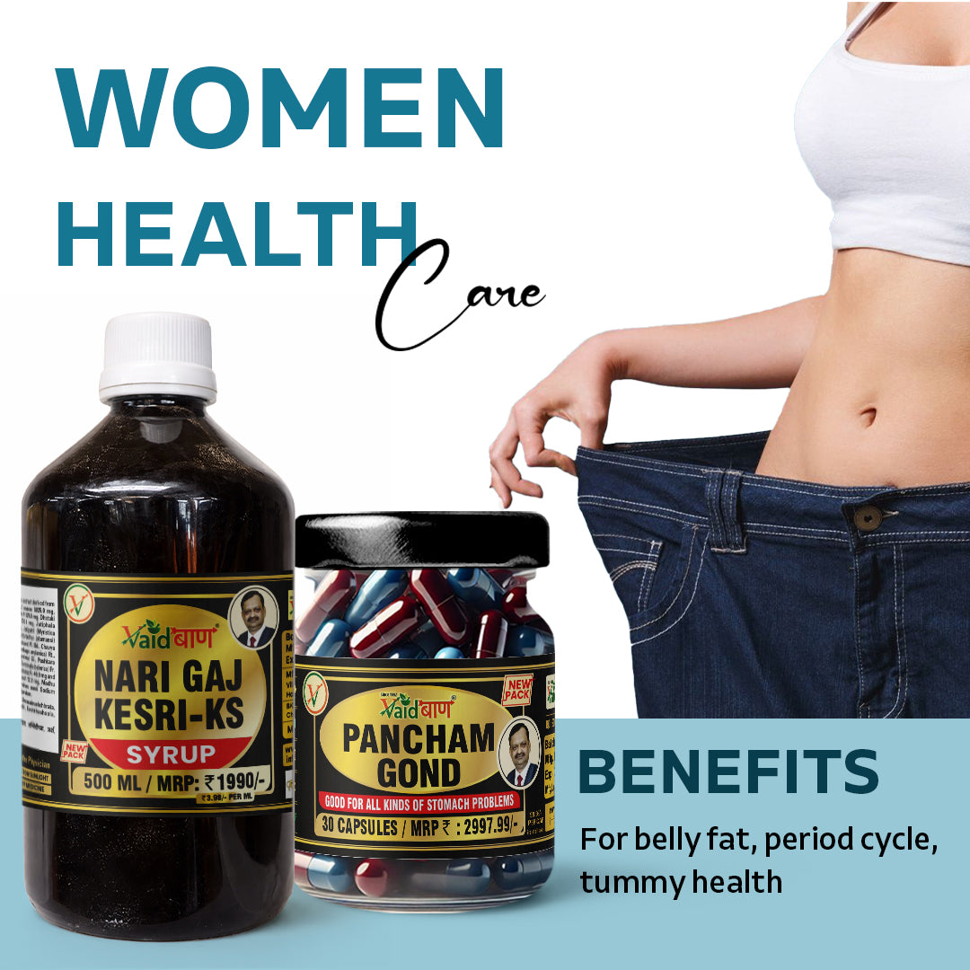 Women's Health Care Combo - Nari Gaj Kesri-KS Syrup & Pancham Gond Capsules