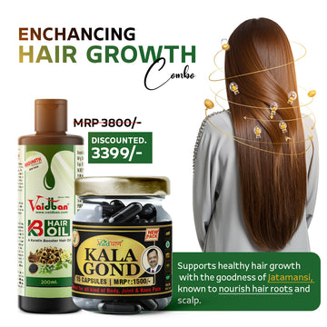 Hair Growth Combo - Kala Gond Capsules & Siddharth Hair Oil