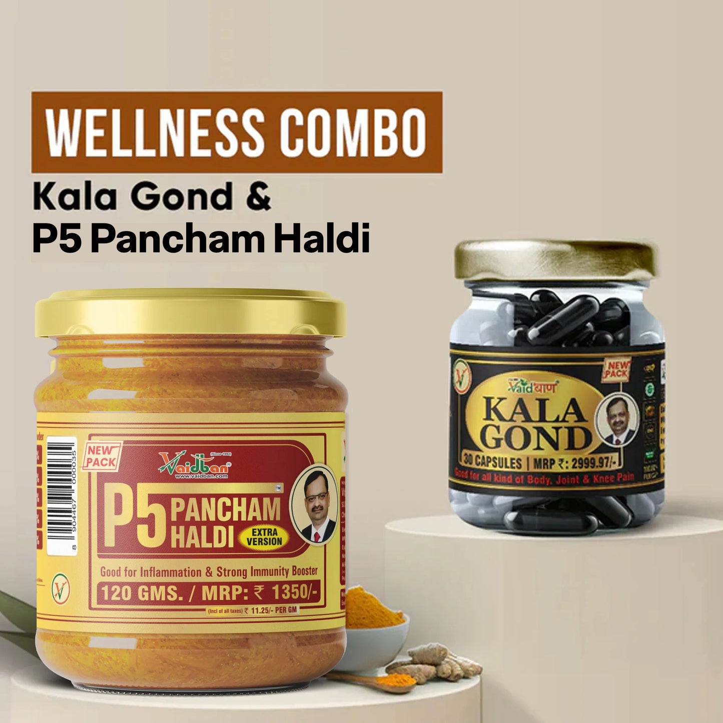 Vaidban Wellness Power Combo – Kala Gond & P5 Pancham Haldi