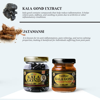 Kala Gond Cream + Kala Gond Capsule Combo Pack for Joint Pain Relief