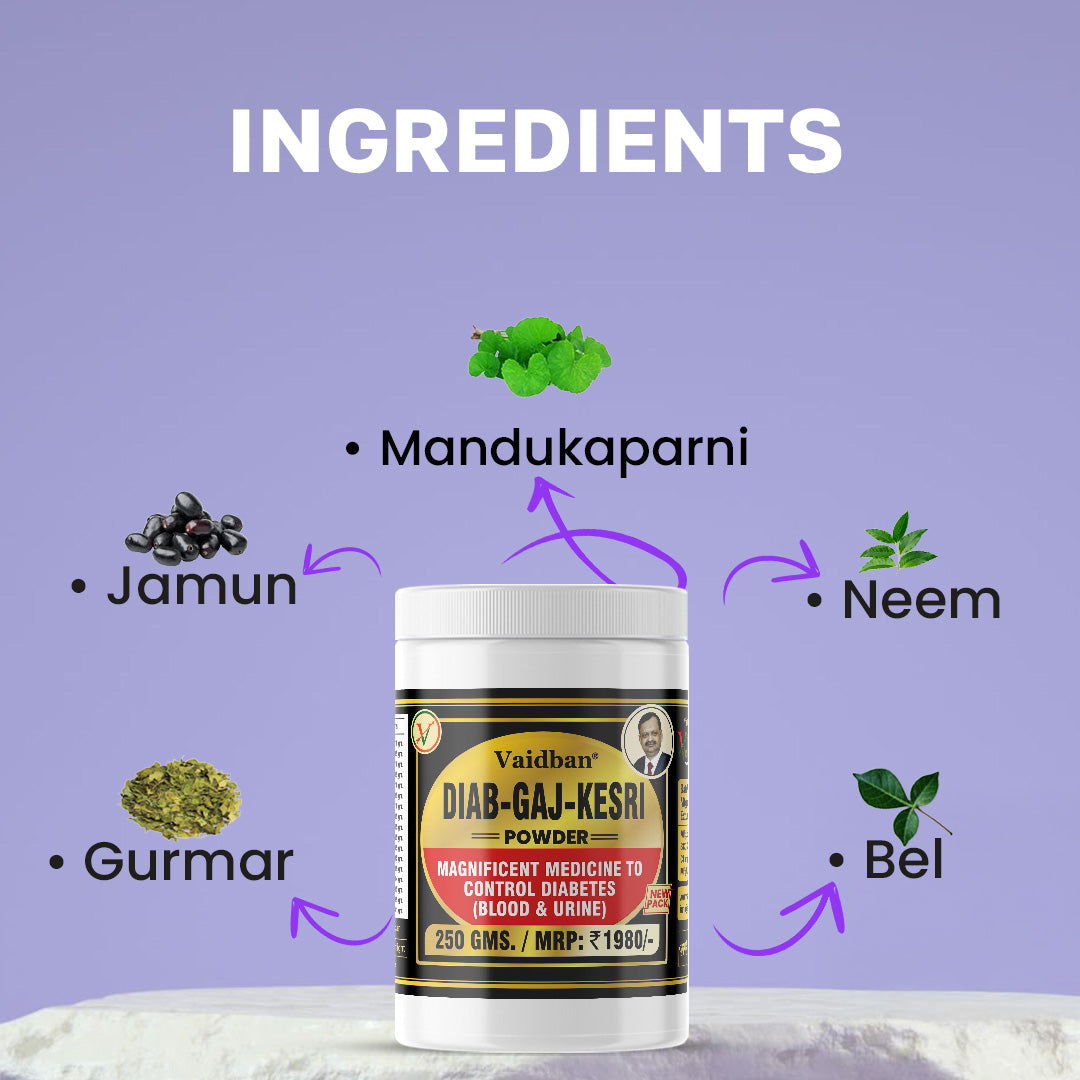 Vaidban DIAB-GAJ KESARI Powder - 250g Ayurvedic Diabetes Management
